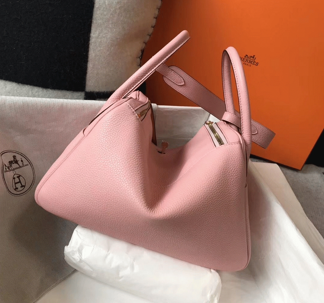 Knockoff H**me5 Lindy 30cm bag in pink color