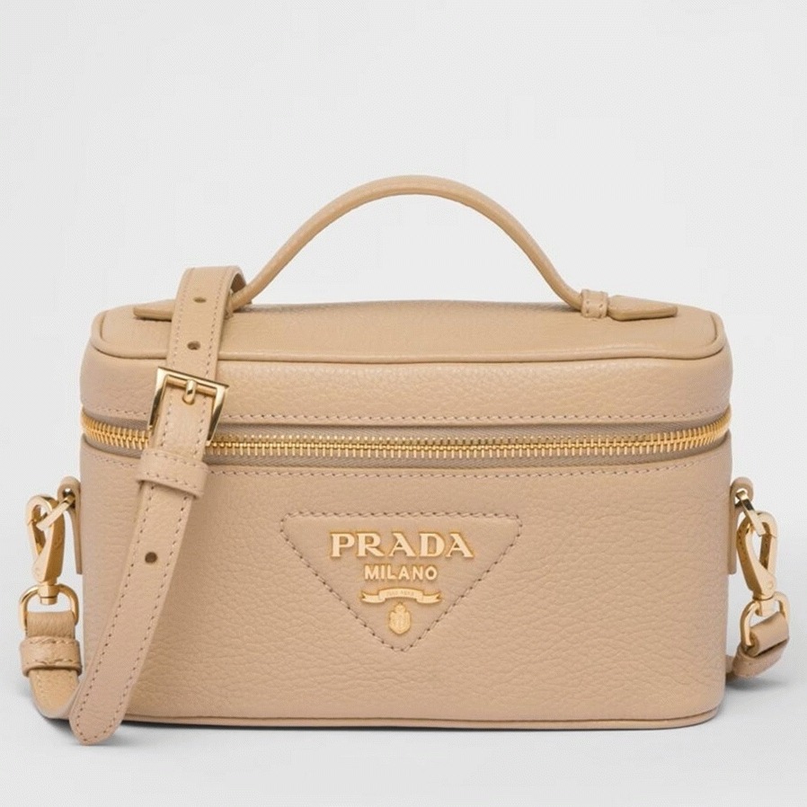 Pra*a Mini Vanity Bag Fake in Sand Beige