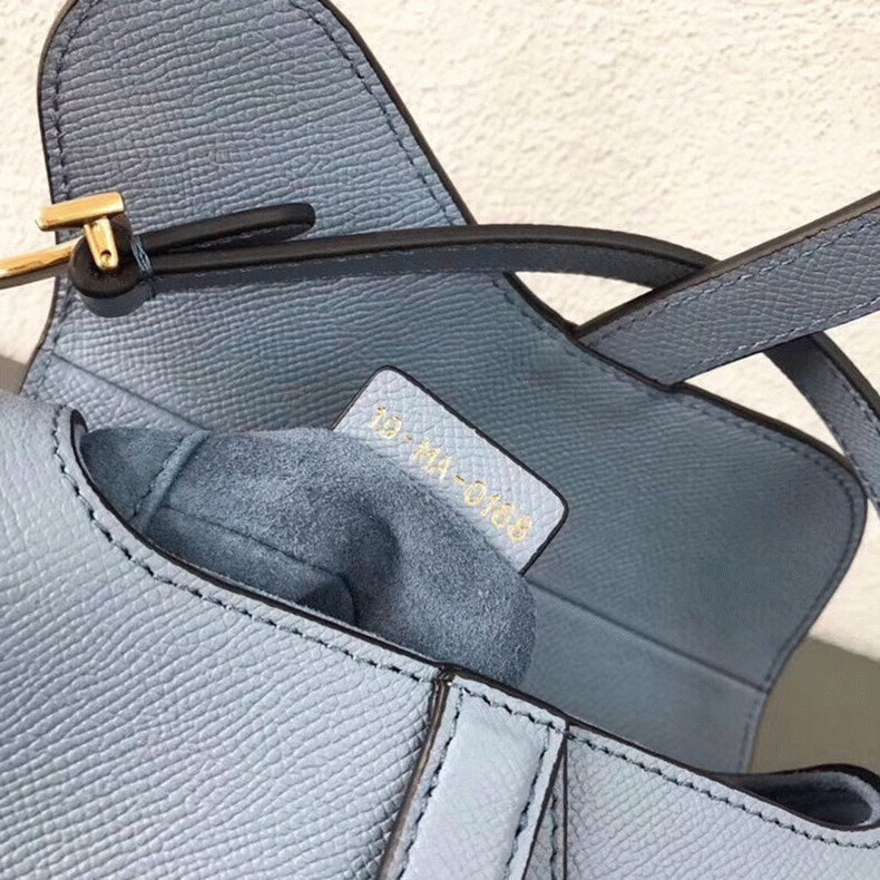 D10r Saddle Bag Knockoff in Sky Blue Grained Calfskin