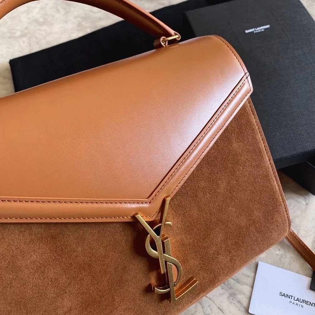Fake Sa1nt Lau*nt Cassandra Medium Bag Brown Suede