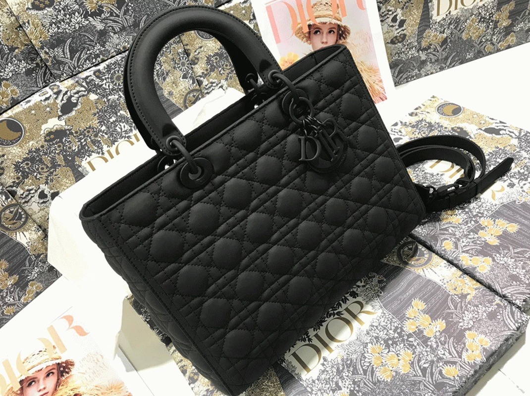 Black D10r Lady D10r Imitation Large Handbag