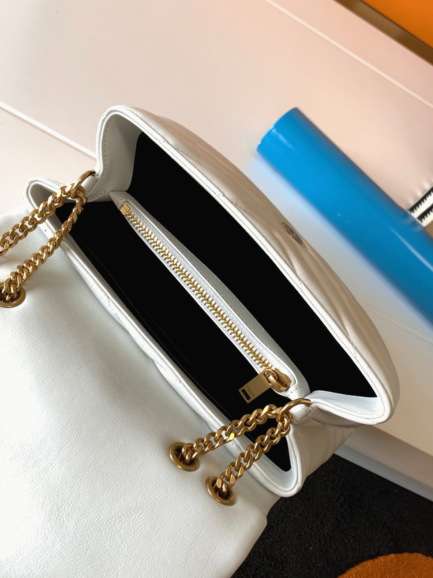 Replica Sa1nt Lau*nt LouLou Small Chain Bag White