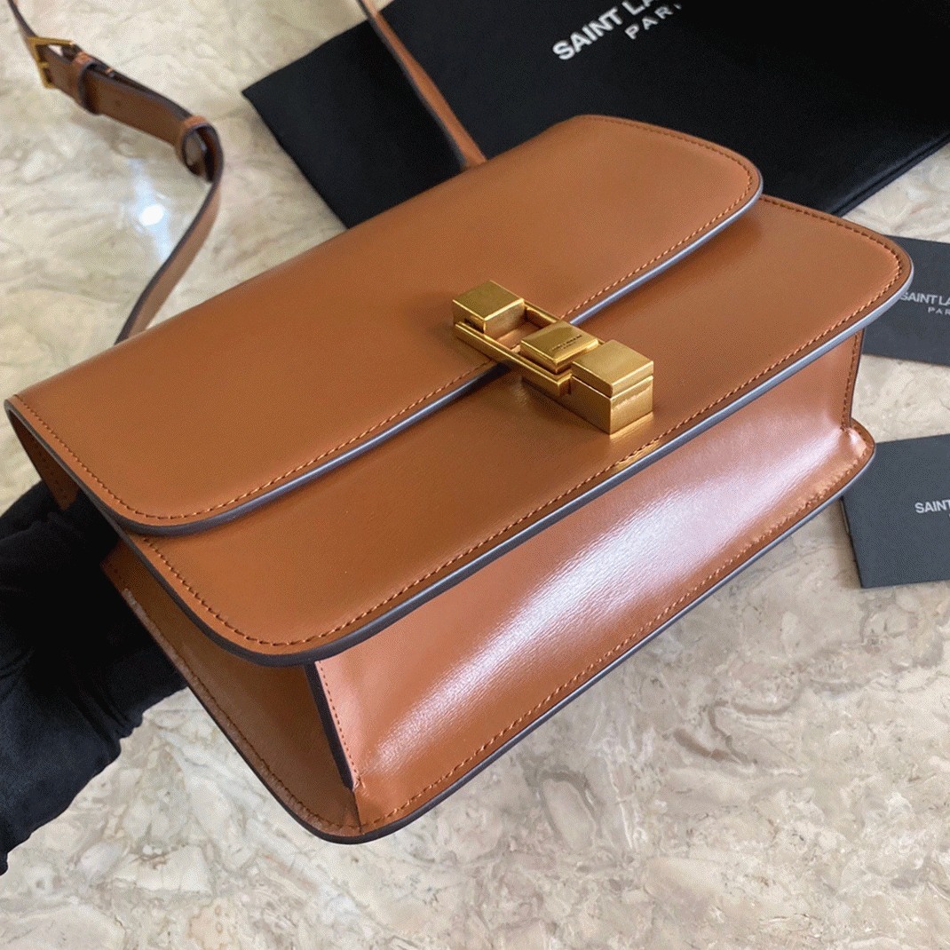 Fake Sa1nt Lau*nt Le Carre Satchel Bag Brown