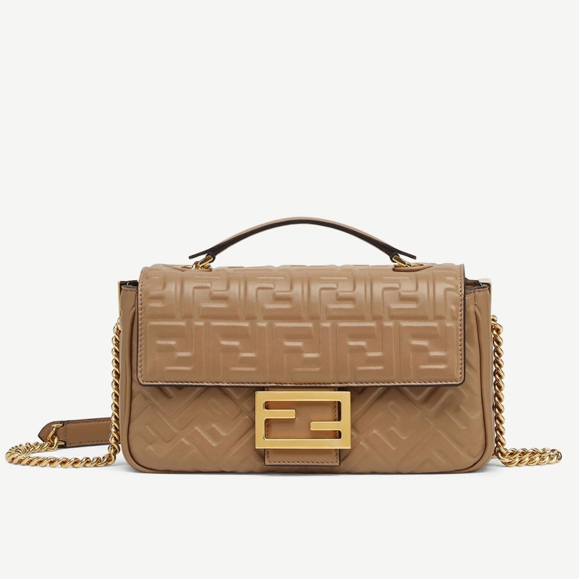 Top Quality F**di Baguette Chain Midi Bag In Taupe