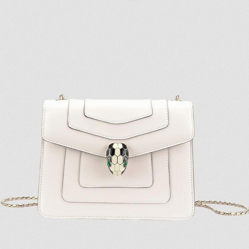 Fake Bv1g*ai Serpenti Forever Small Crossbody Bag White Leather