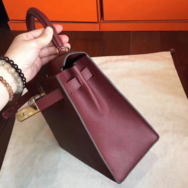 Bordeaux Epsom Copy H**me5 Kelly Sellier 28cm Premium Handbag