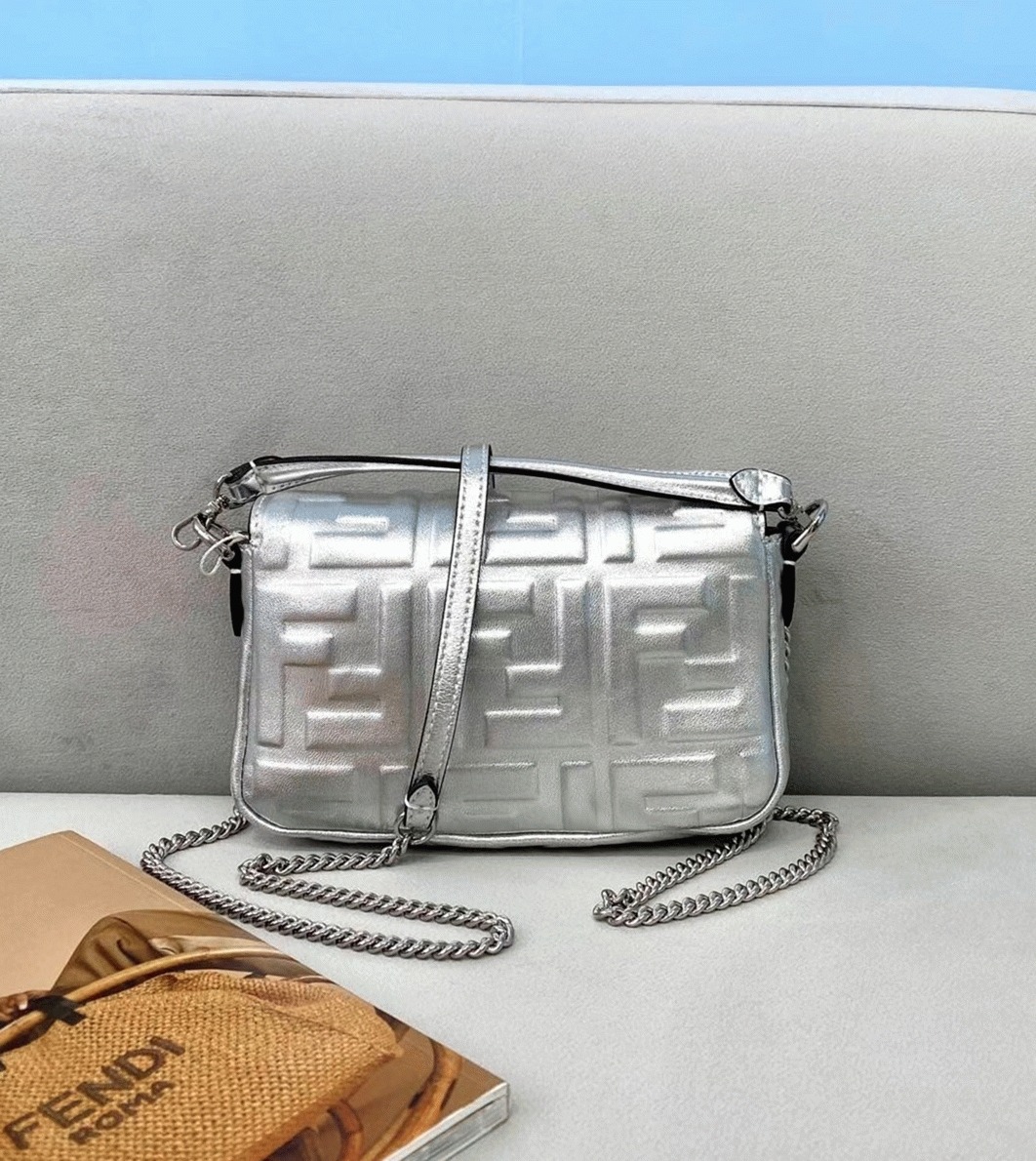 Top Quality Replica F**di Small Baguette Bag In Silver FF