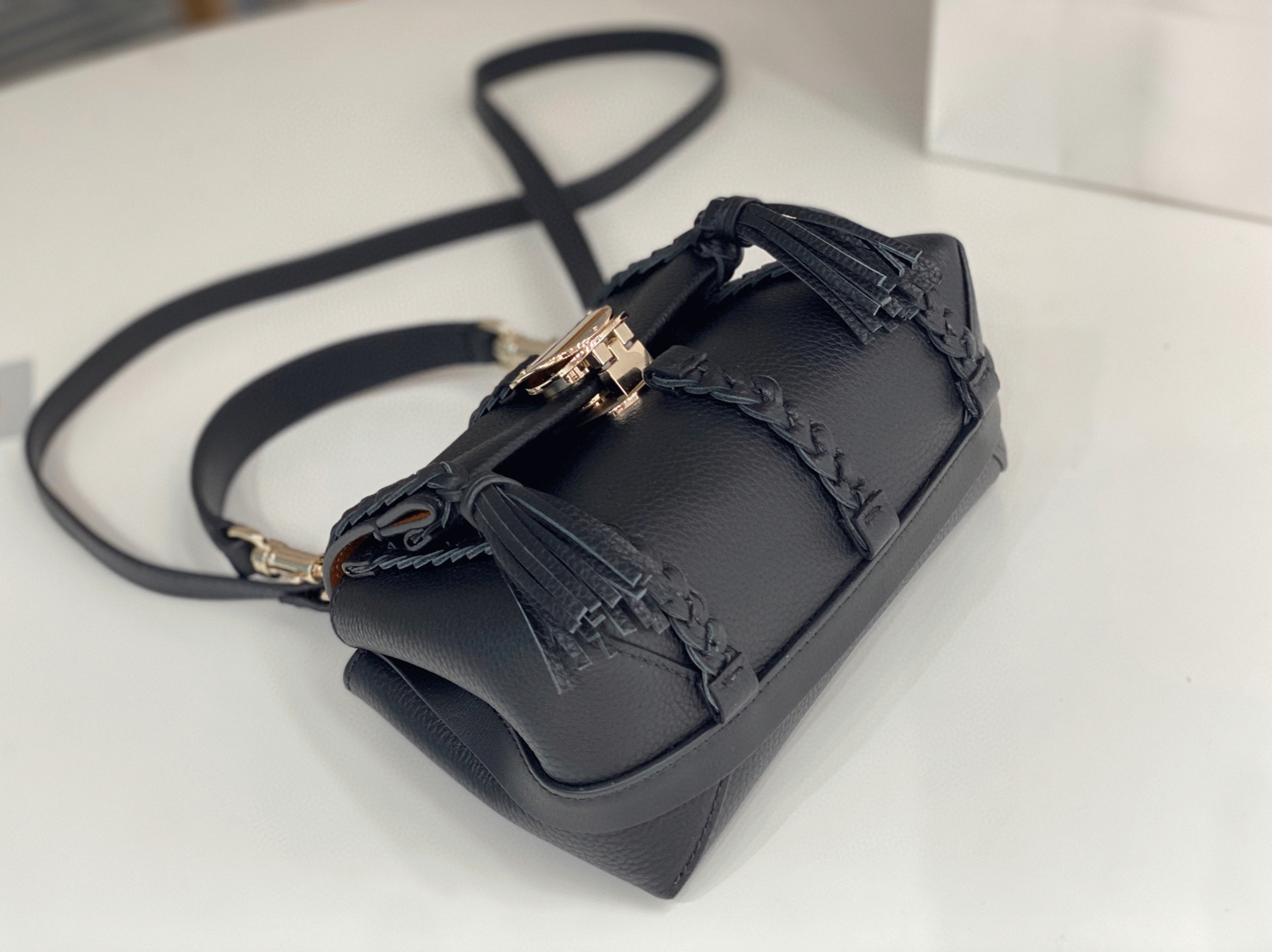 Top Quality Fake Chloe Penelope Mini Shoulder Bag in Black Grained Calfskin