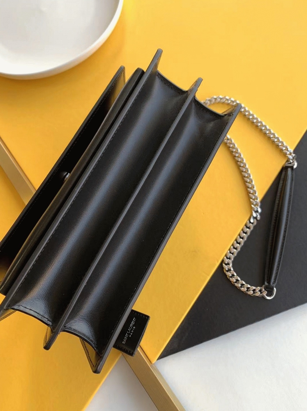 Knockoff Sa1nt Lau*nt Sunset Medium Chain Bag Noir Calfskin