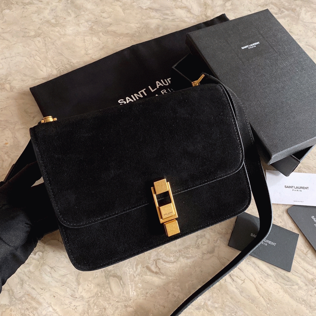 Fake Sa1nt Lau*nt Le Carre Satchel Bag Black