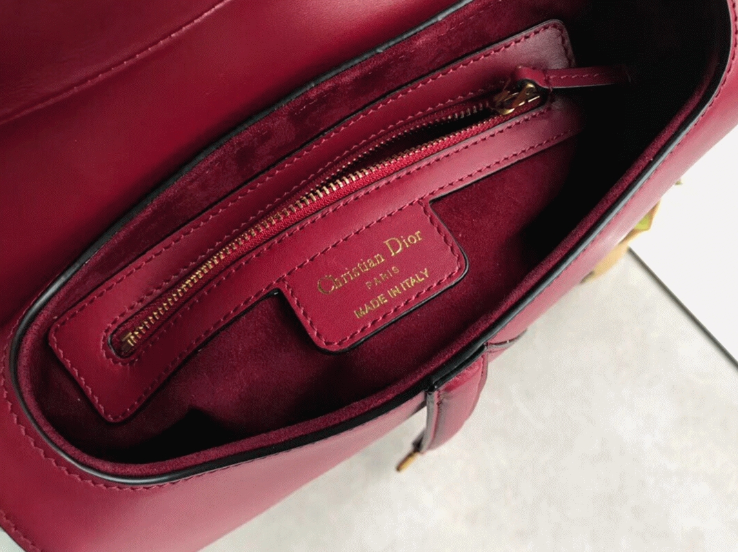 D10r Saddle Bag Replica in Red Smooth Calfskin