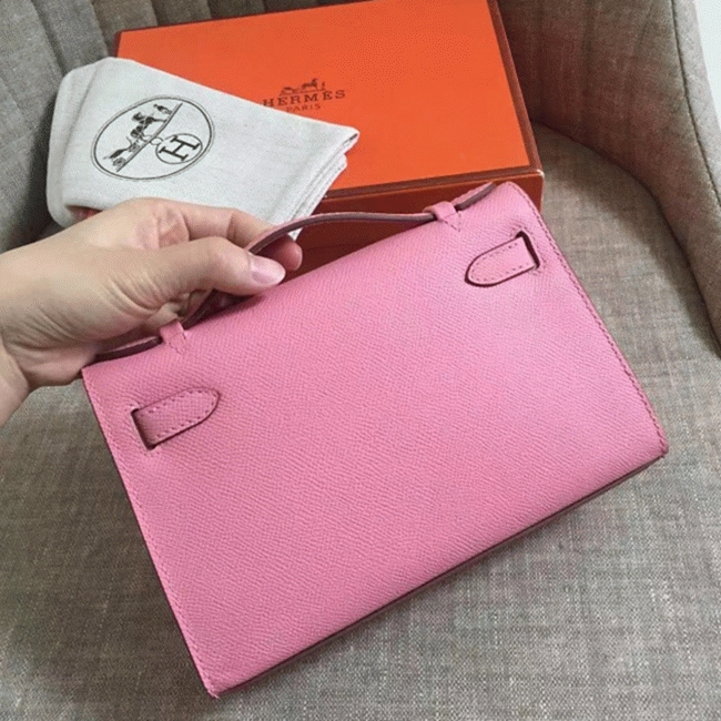Pink Epsom Luxury Fake H**me5 Kelly Pochette Feminine Look Bag