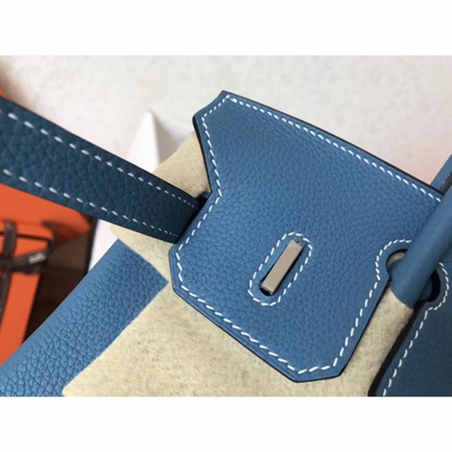 Luxury H**me5 Birkin 25cm Counterfeit in Blue Jean Color