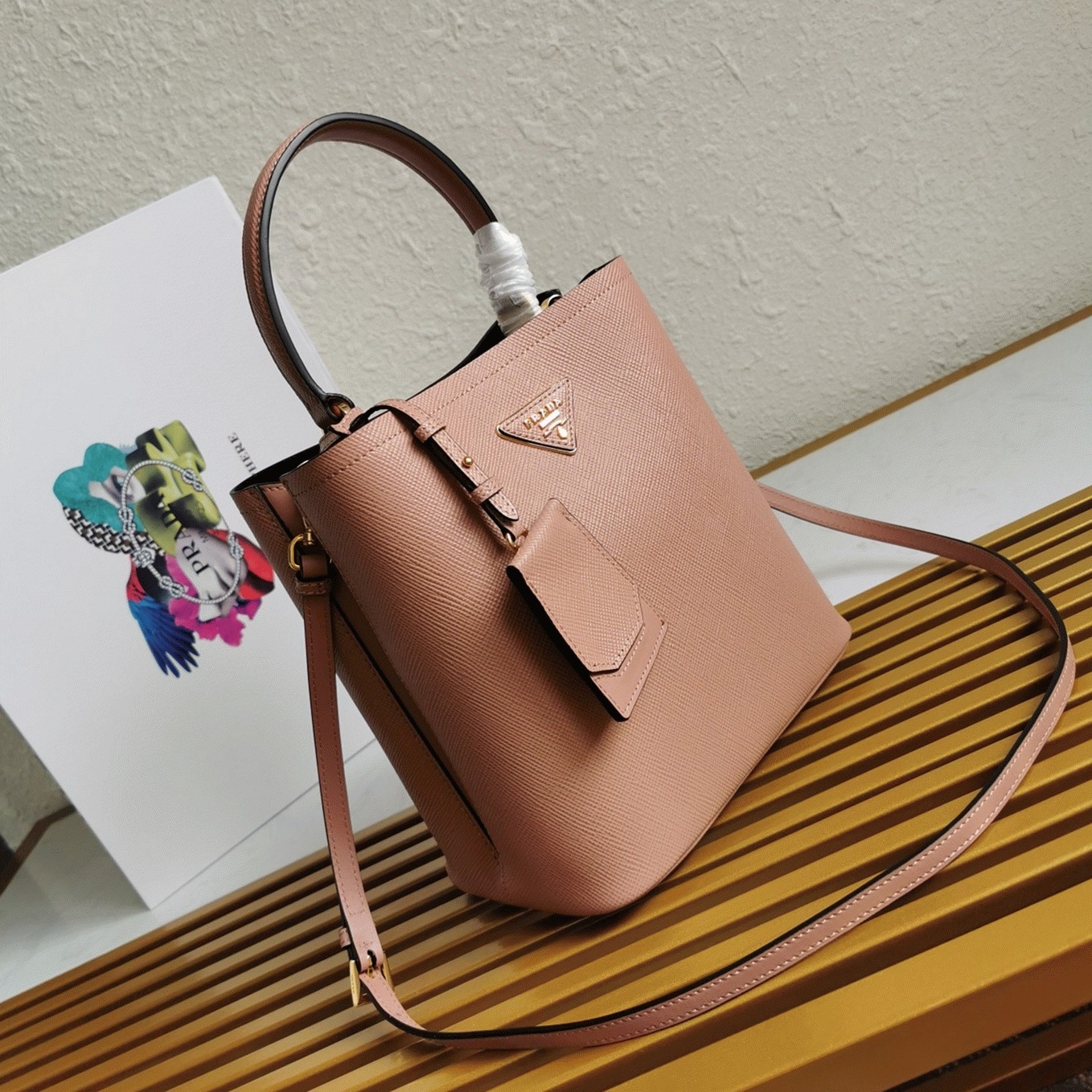 Powder Pra*a Medium Panier Bag Knockoff
