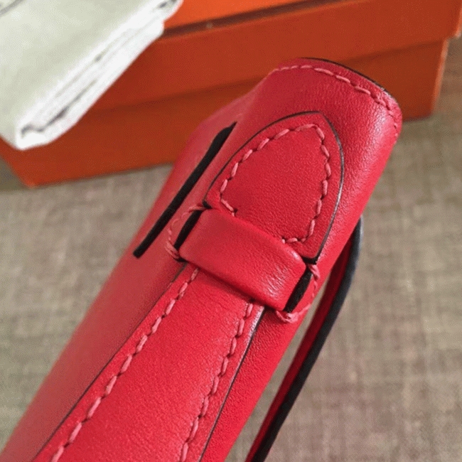 Red Swift Top Fake H**me5 Kelly Pochette Statement Clutch