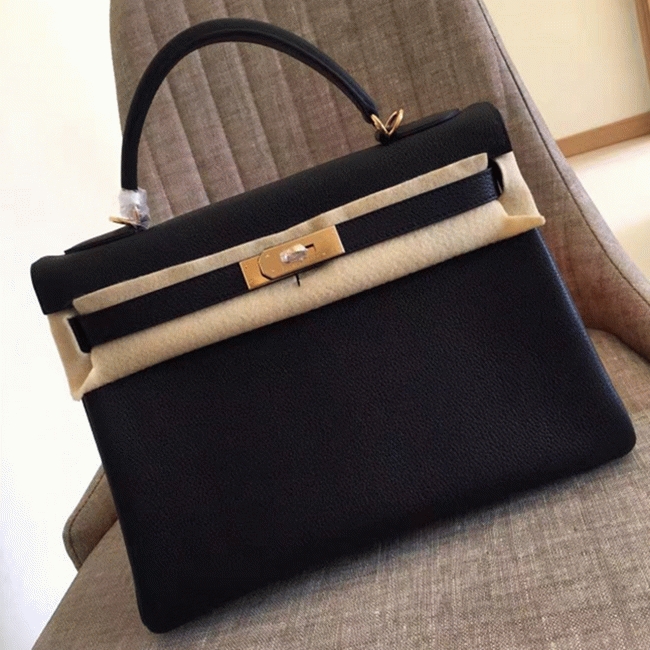 Black Clemence Copy H**me5 Kelly Retourne 28cm Luxe Handbag