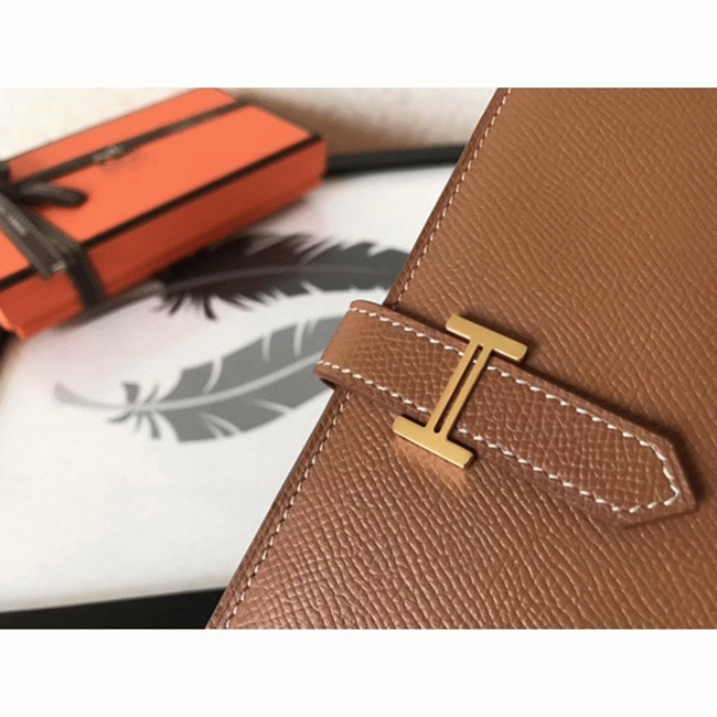 Brown Epsom Fake H**me5 Bearn Wallet