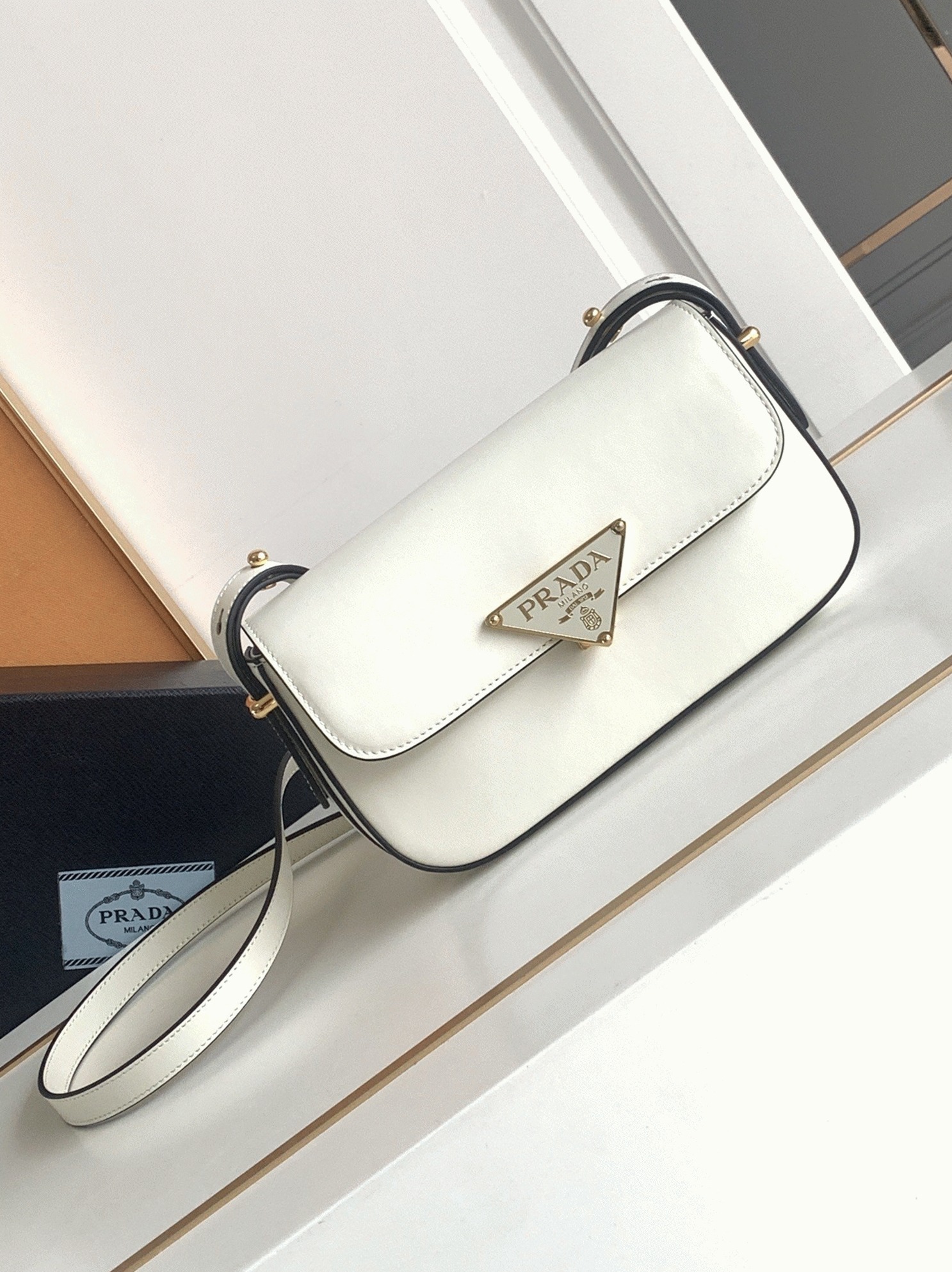 Pra*a Shoulder Bag Fake in White