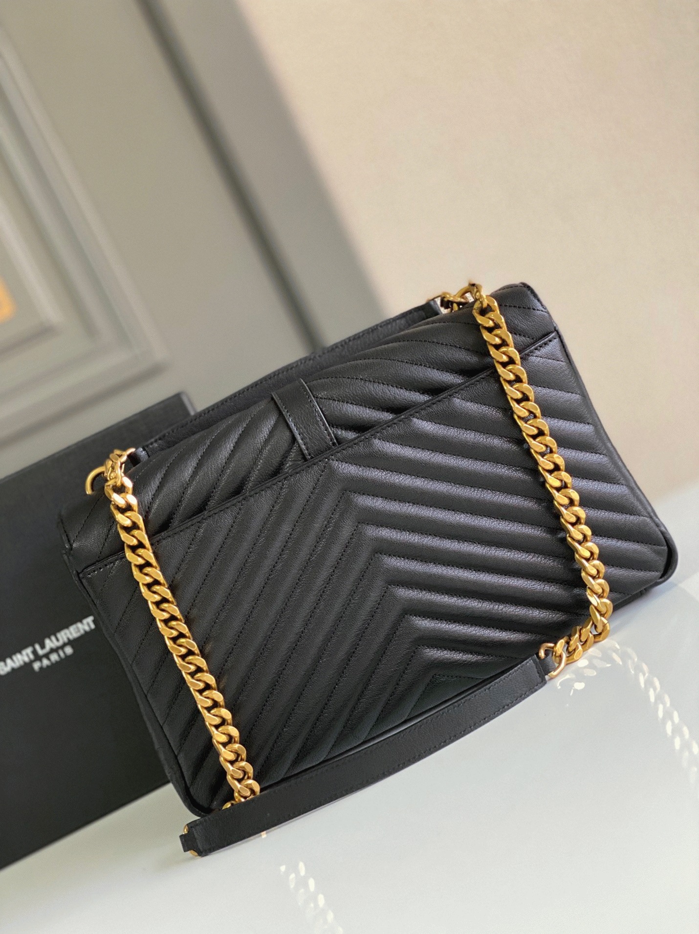 Replica Sa1nt Lau*nt College Large Chain Bag Black