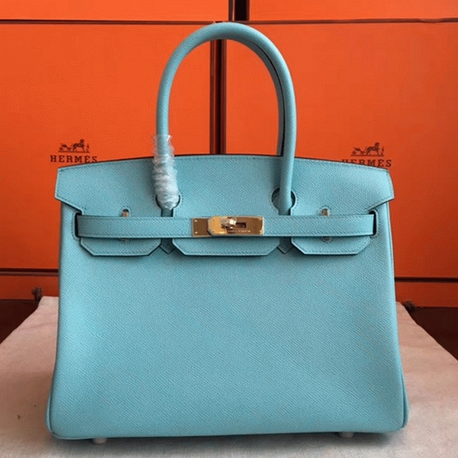 Blue Atoll Color Faux Designer H**me5 Birkin 35cm Handbag