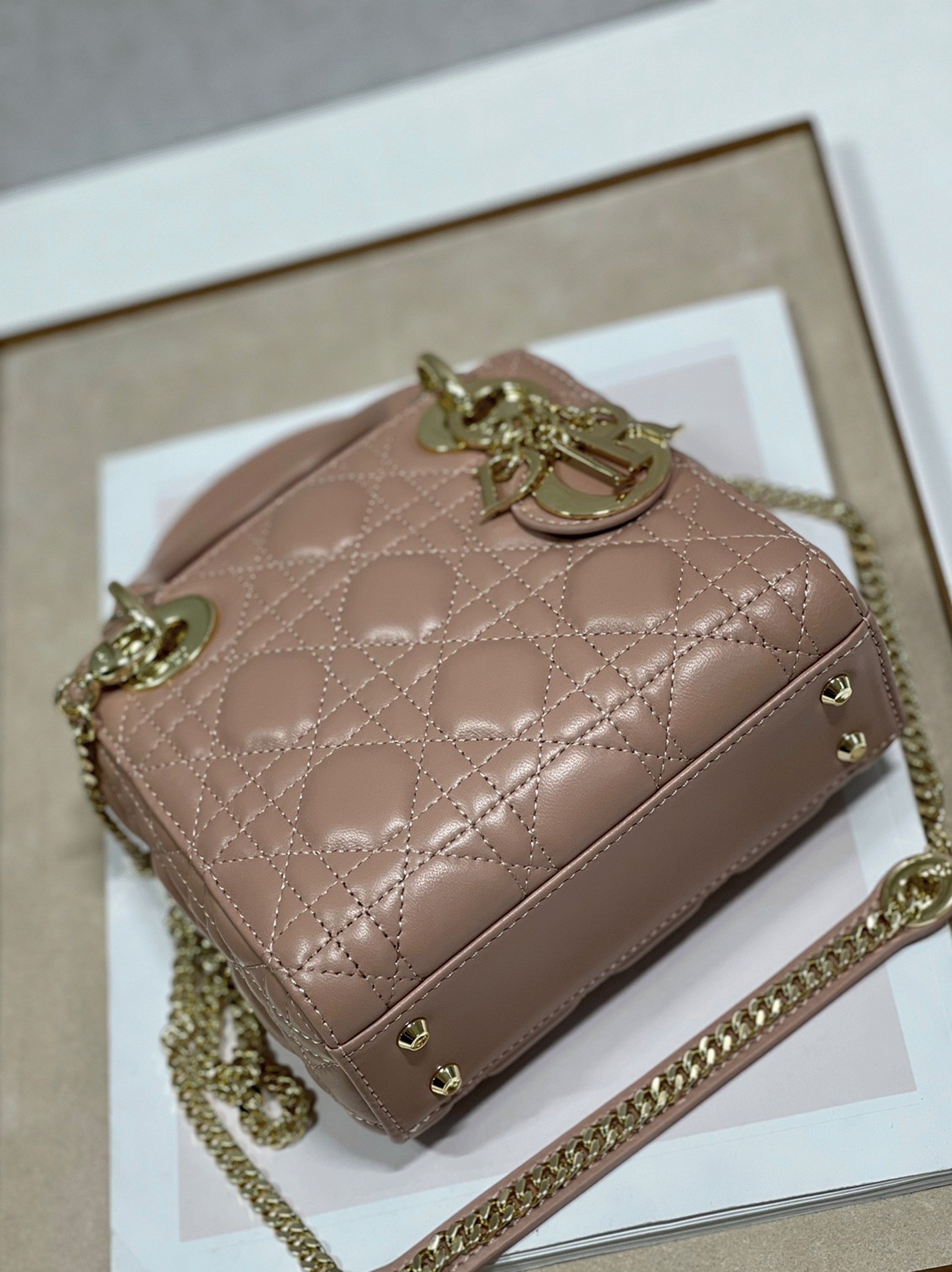 D10r Lady D10r Mini Bag Replica with Chain in Blush