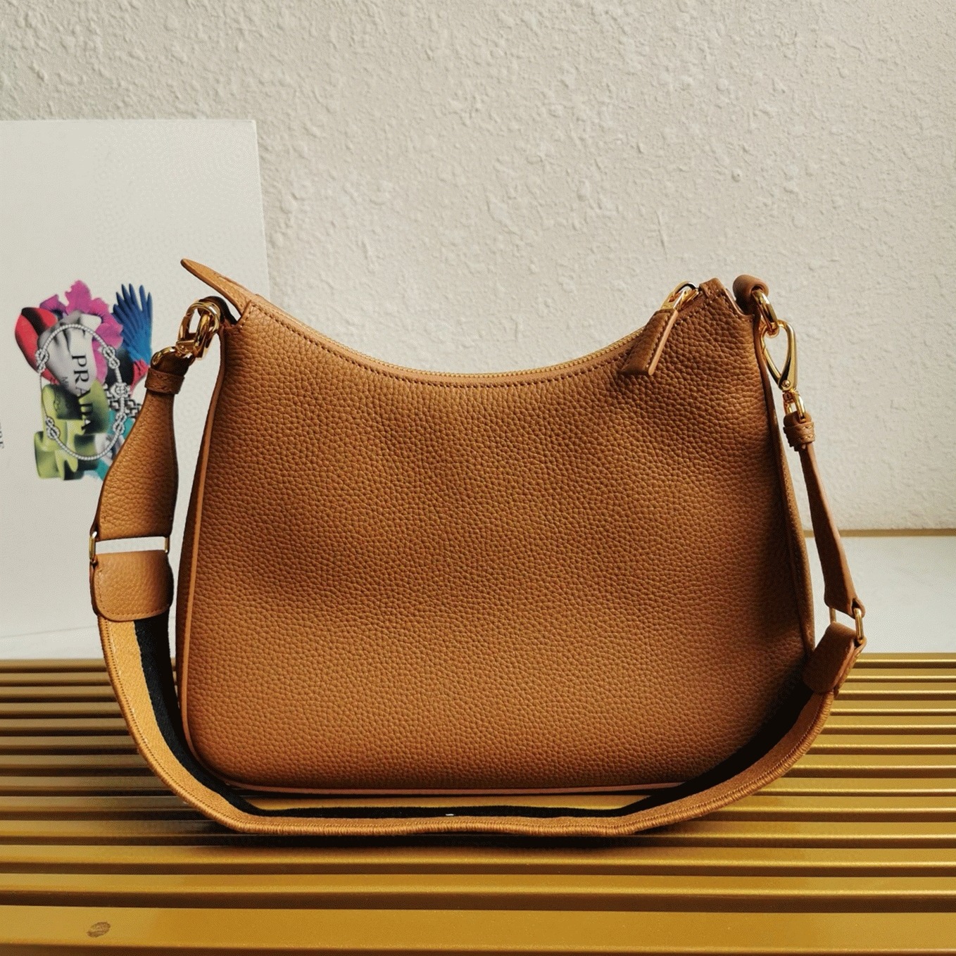 Designer Pra*a Shoulder Bag Replica in Brown