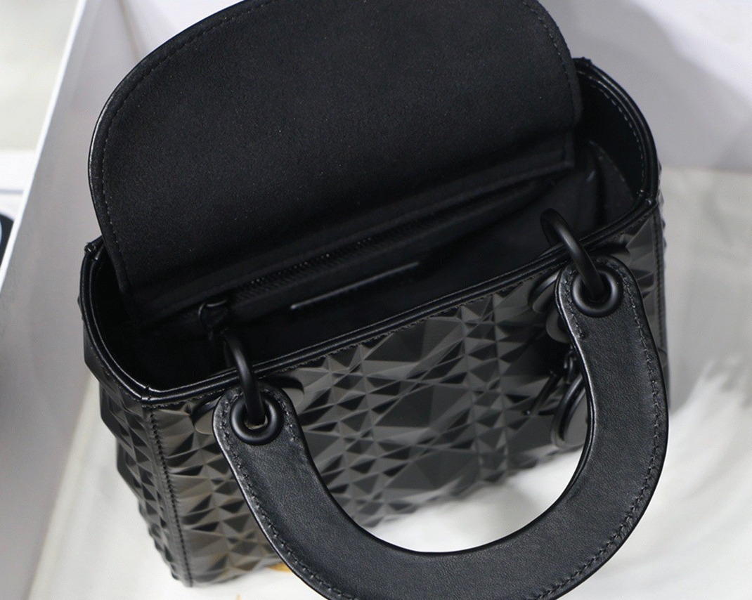 D10r Lady D10r Mini Bag in Black Calfskin with D1am0nd Motif