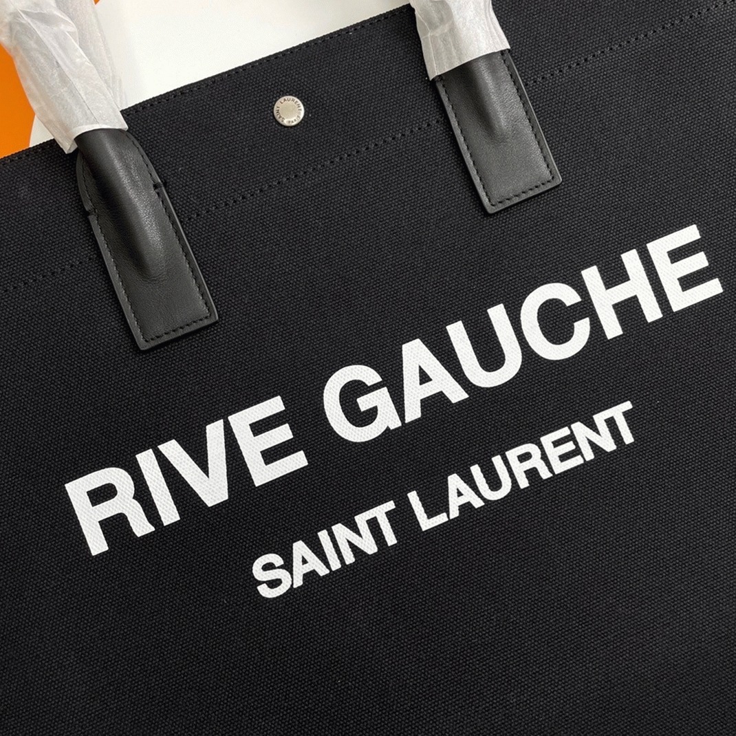 Replica Sa1nt Lau*nt Rive Gauche Tote Bag Black Linen and Leather