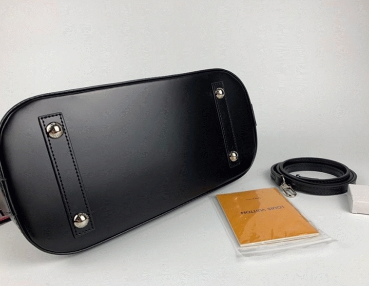 L0vis Vvtt0n Epi Leather Alma PM Jacquard Strap Handbag In Black