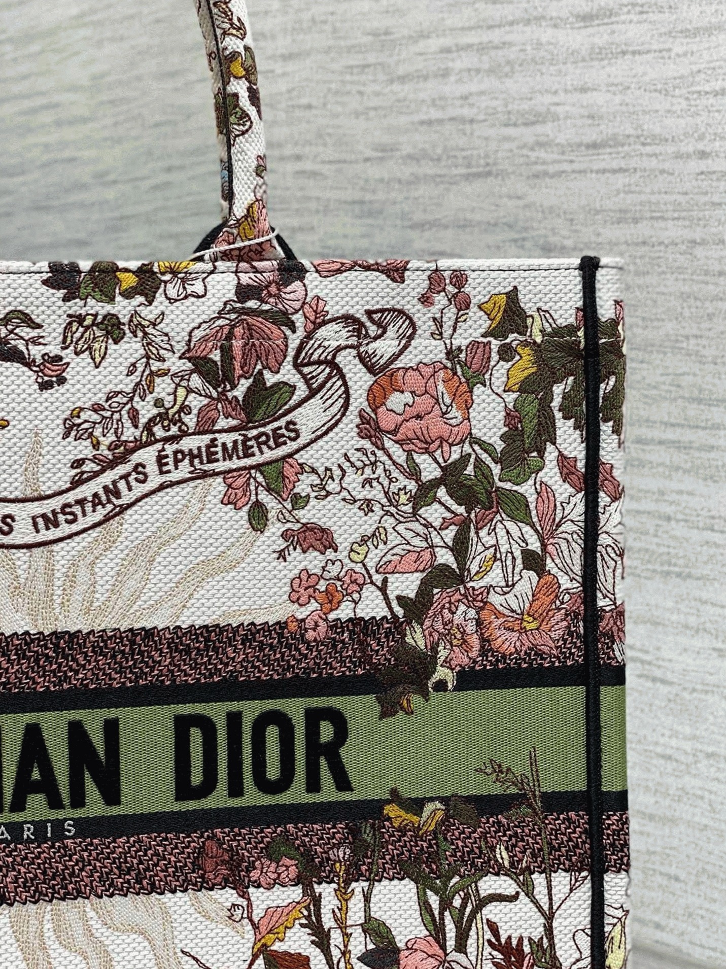 D10r Large Book Tote Bag Knockoff in D10r 4 Saisons Automne Soleil Embroidery