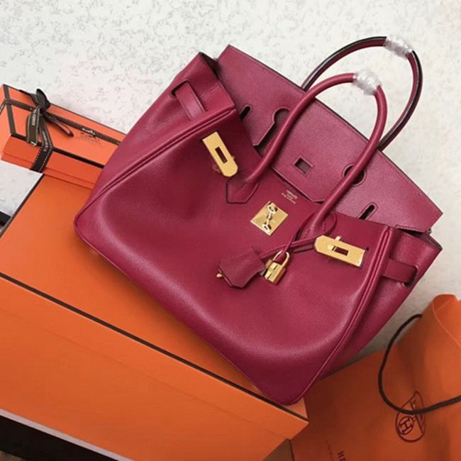 Ruby Tone Faux Designer H**me5 Birkin 30cm Tote