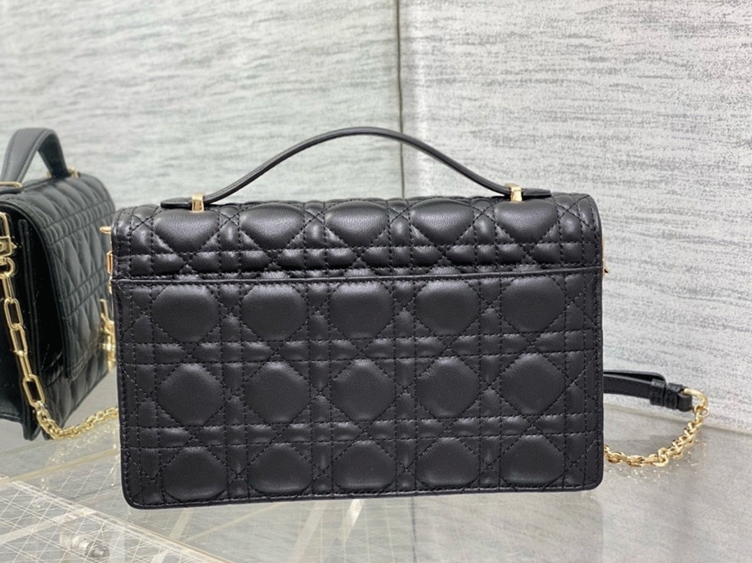 D10r Miss D10r Top Handle Bag Fake in Black Cannage Lambskin
