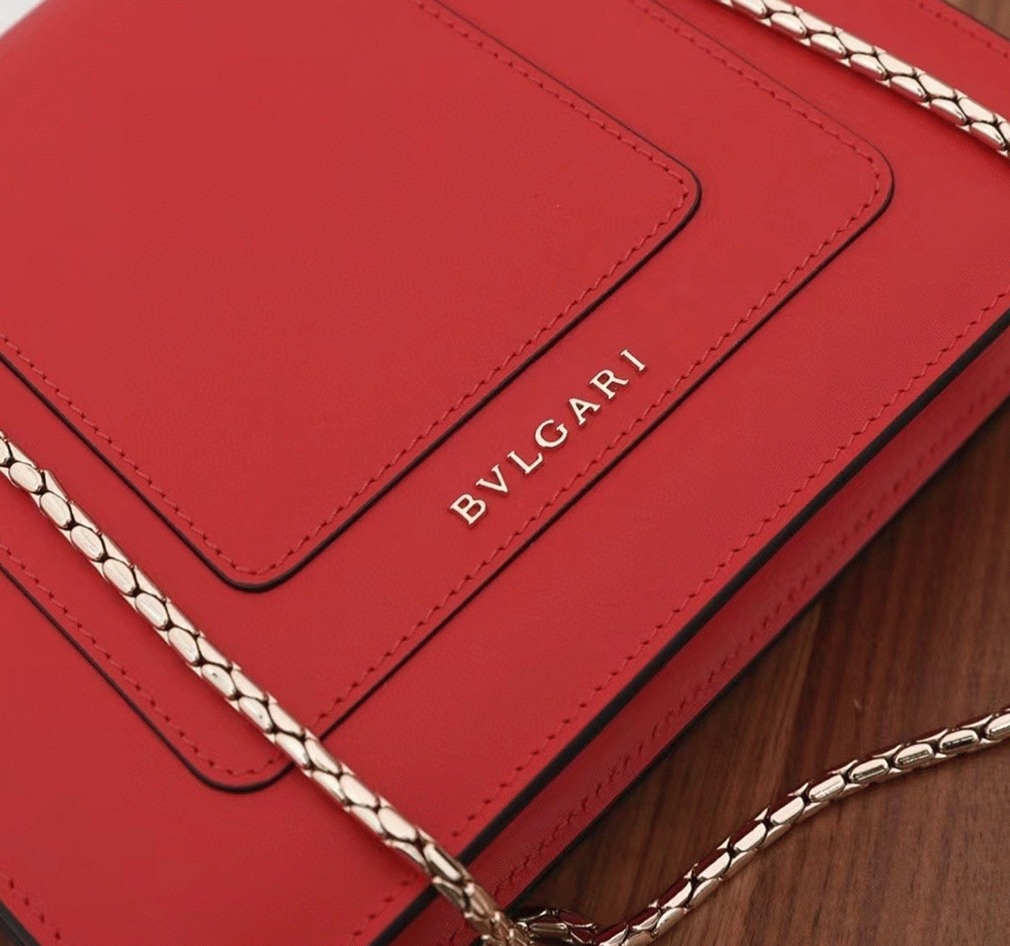 Fake Bv1g*ai Serpenti Forever Small Crossbody Bag Red Leather