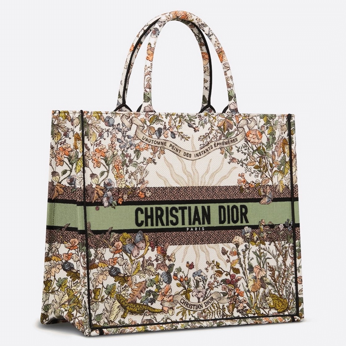 D10r Large Book Tote Bag Knockoff in D10r 4 Saisons Automne Soleil Embroidery