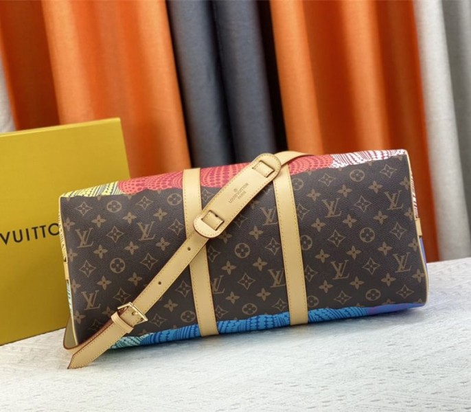 L0vis Vvtt0n X YK Monogram Canvas Keepall 45 Luggage In Pumpkin