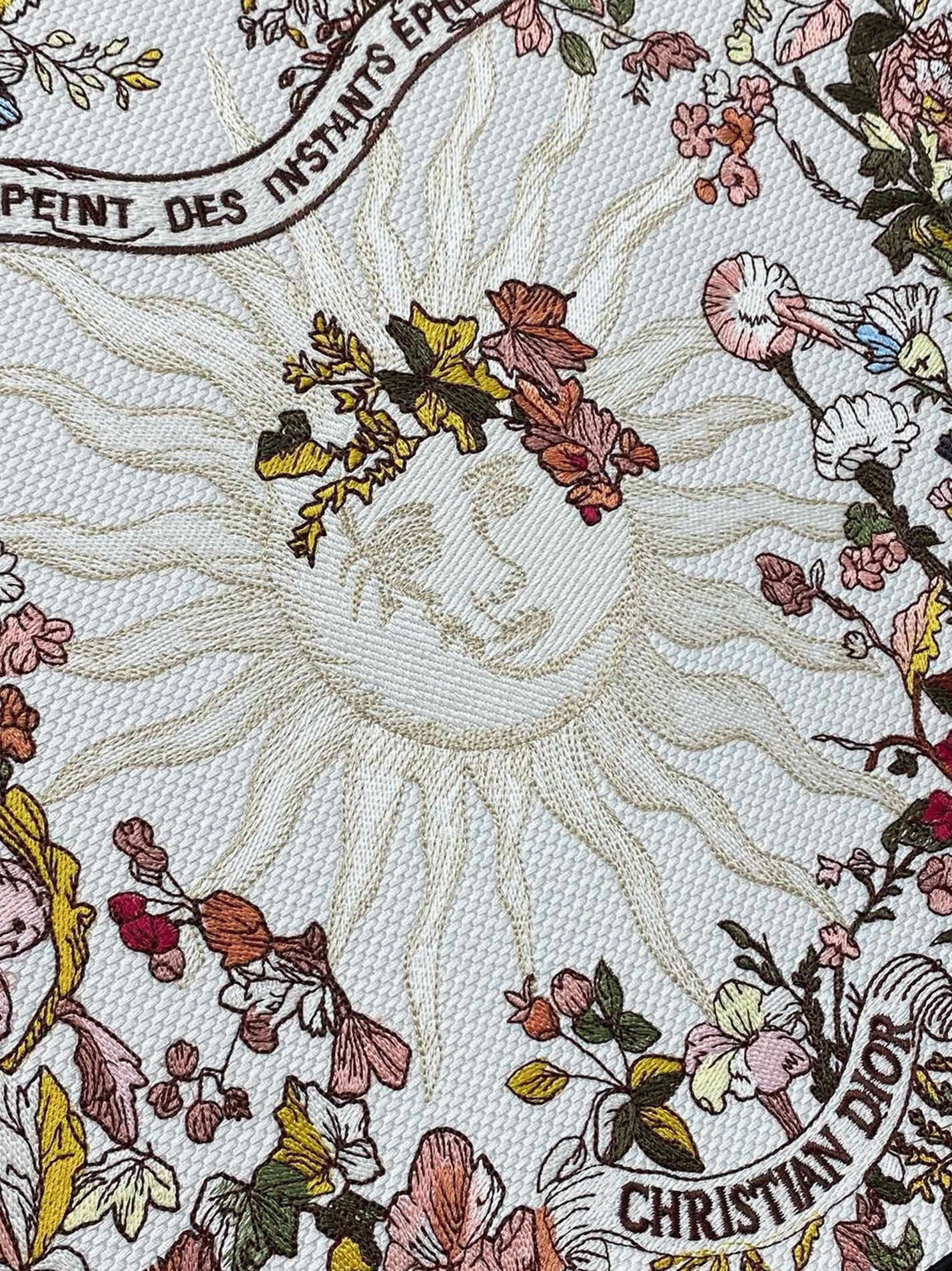 D10r Large Book Tote Bag Knockoff in D10r 4 Saisons Automne Soleil Embroidery